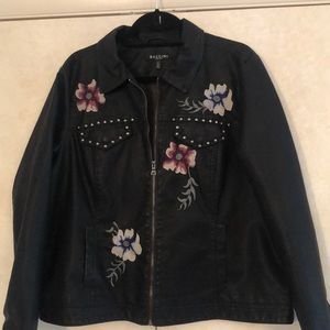 Baccini Embroidered Faux Leather Jacket. Worn once. Black. Size 1X.